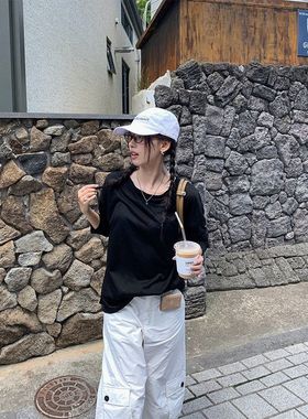 韩版防晒针织衫宽松慵懒外搭松长袖T恤罩衫上衣女530828强明女装