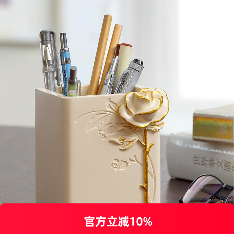 包邮美式家居书房小摆件创意笔筒