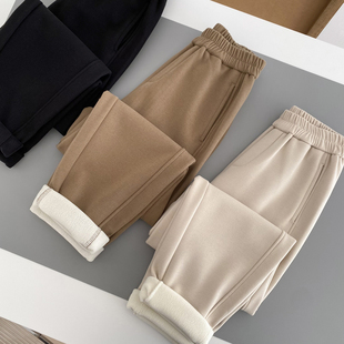 冬松紧腰哈伦萝卜老爹裤 680g加绒加厚 女 肤感绝了 巨暖奶呼呼
