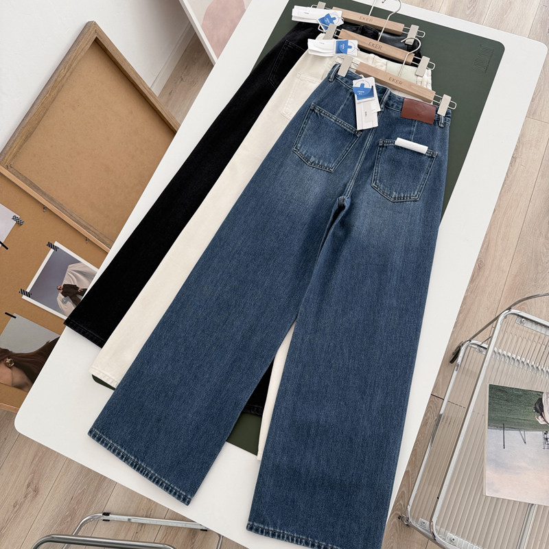 平替bi入！阔腿甩甩裤！调性十足~ 大牛 秋直筒阔腿裤拖地牛仔裤,女装/女士精品,牛仔裤,淘宝优惠券,粉丝福利购,淘宝优惠卷