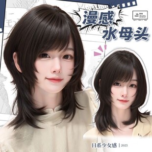 女全头套日系甜美Lolita高层次长卷发漫感水母头日常