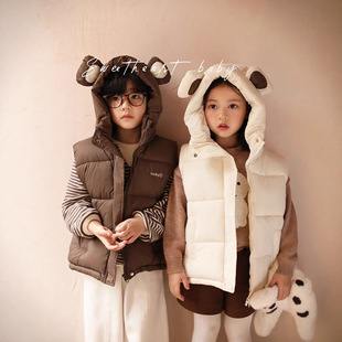 跨境秋冬新款儿童马甲小童中大童外穿加厚童装羽绒棉马甲背心