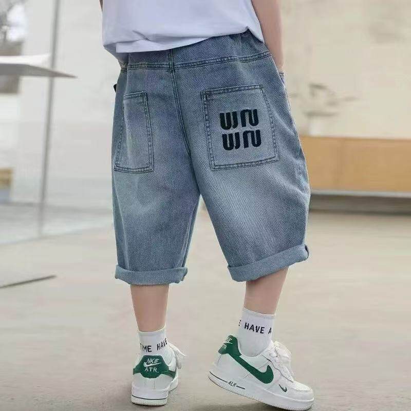 儿童水洗软牛仔短裤 男童帅气短裤宽松中大童五分裤夏季薄款