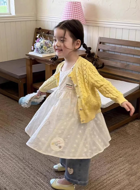 CQ262626女童连衣裙2026春夏儿童套装洋气针织开衫毛衣外套牛仔裤