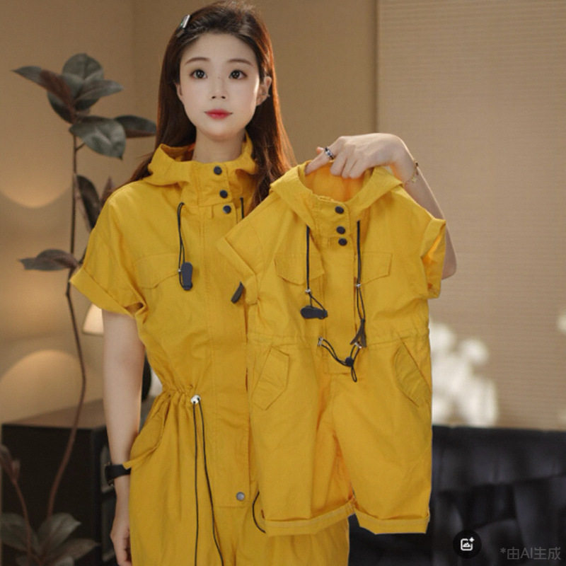 男女童装夏季套装新款休闲痞帅气儿童工装上衣小男孩连体工装裤