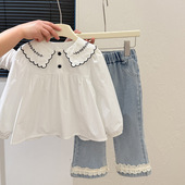 花边领衬衫 女童潮款 女宝宝韩版 时尚 新款 休闲洋气儿童衣服童装 春季