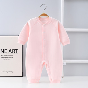婴幼儿连体衣新生儿夹丝哈衣宝宝衣服外出服男女儿童长袖爬服