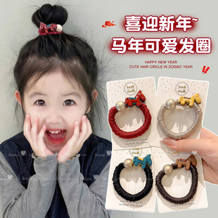 2026新款儿童马年可爱头绳女童新年喜庆小肠发圈宝宝扎丸子头发绳