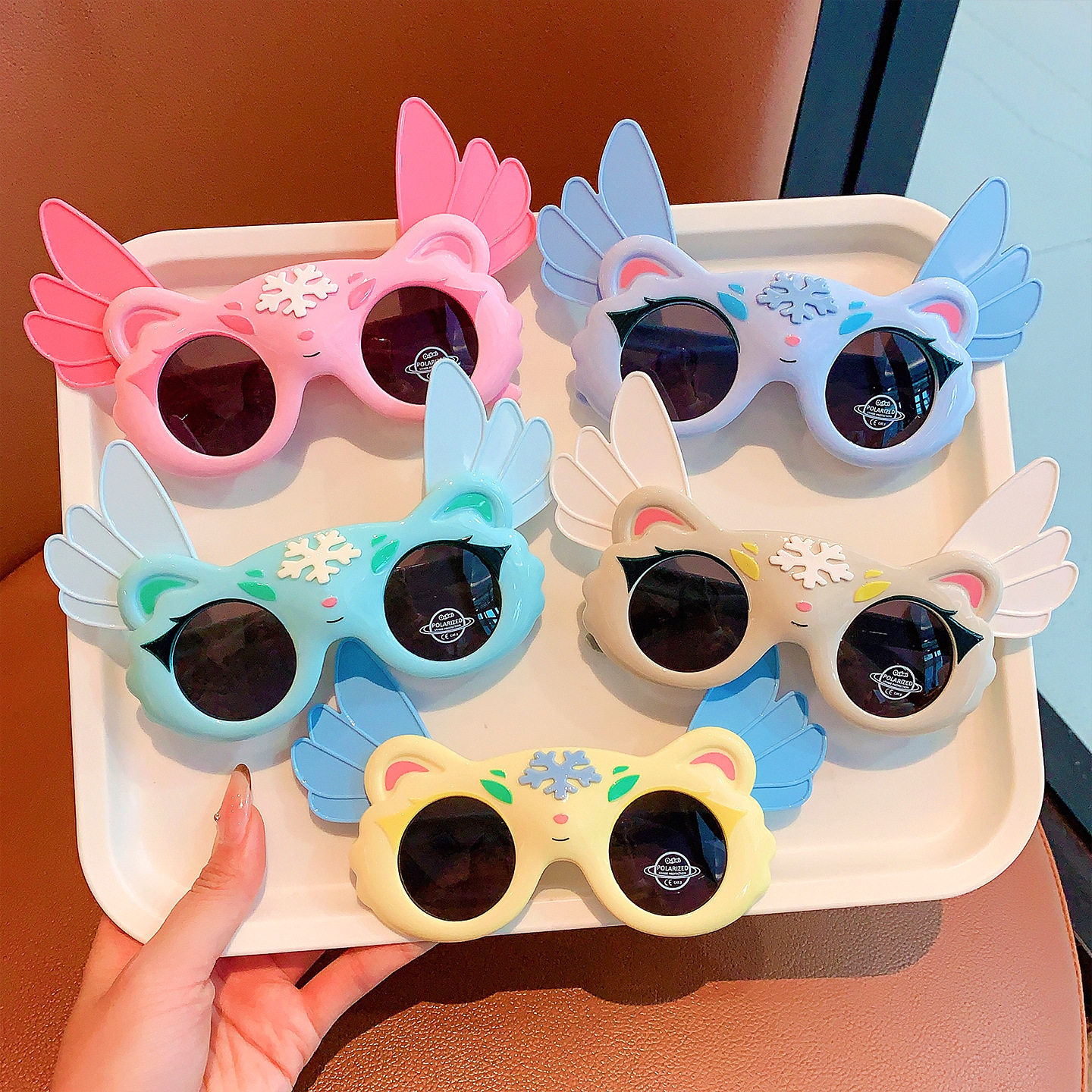 儿童太阳镜女童卡通小天使翅膀造型墨镜宝宝防晒遮阳镜可爱偏光镜