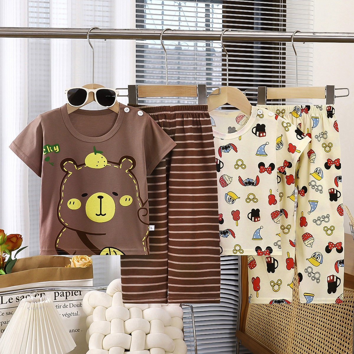 儿童短袖套装男童女童家居服儿童睡衣童装纯棉a类