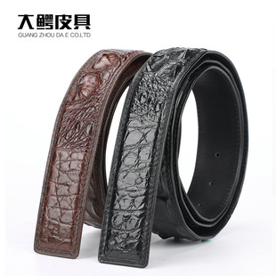 泰国鳄鱼皮皮带骨皮板扣平滑针扣男士真皮腰带无头皮带身厂家批发