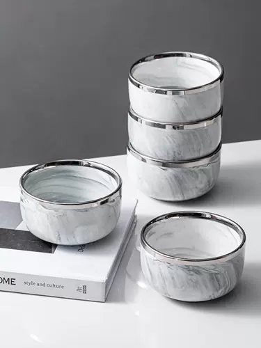 Керамическая мраморная супница для еды для домашнего использования, комплект, легкий роскошный стиль
