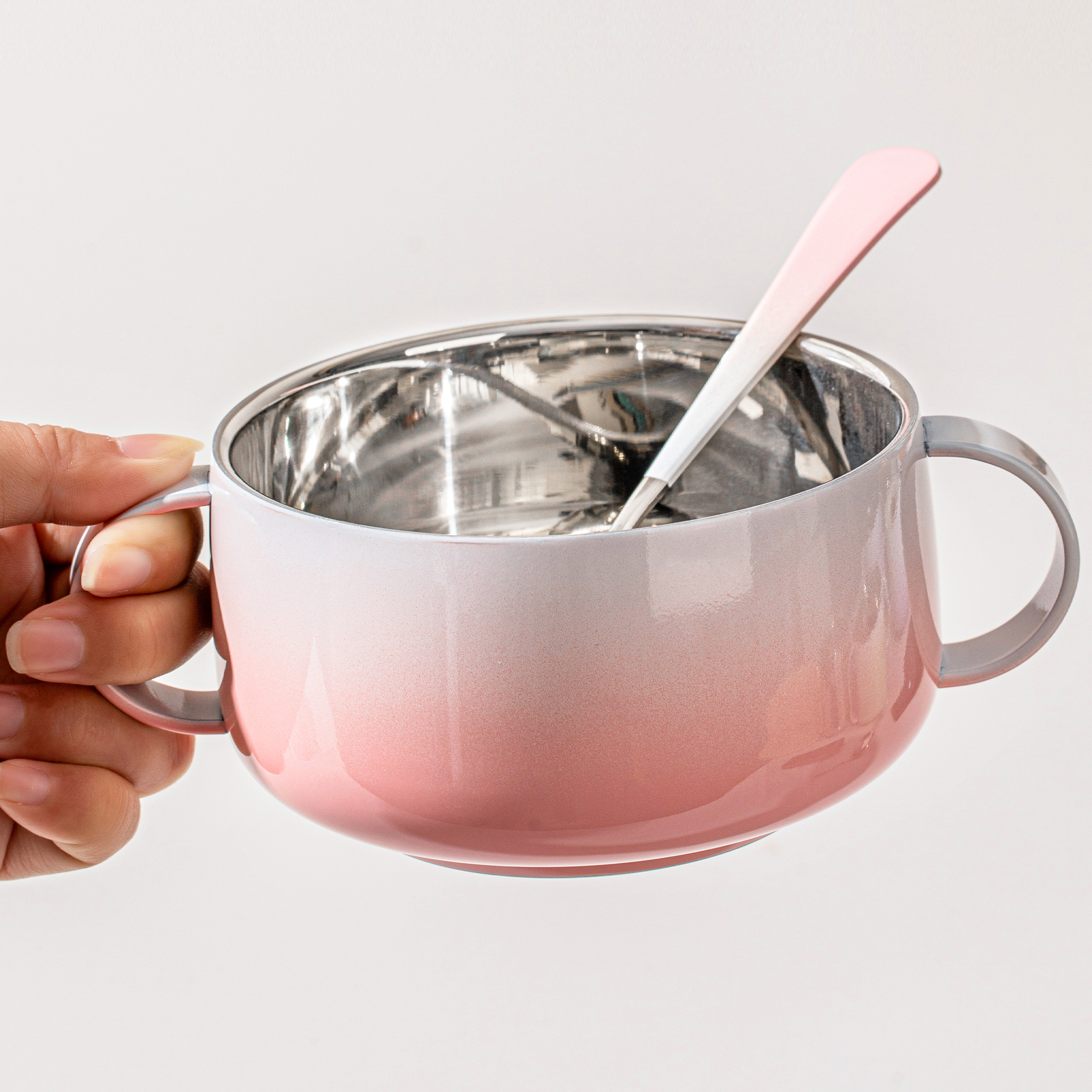 不锈钢儿童碗家用2025新款汤碗饭碗个人专用一碗一筷高颜值双耳碗