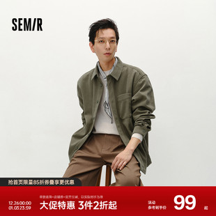 肌理感灯芯绒外套情侣格纹外穿式 男冬季 衬衣叠穿宽松 衬衫 森马长袖