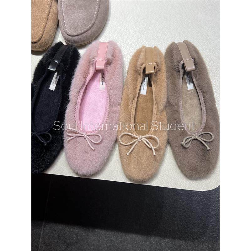 甜美蝴蝶结毛绒芭蕾舞鞋女灰姑娘加绒平底一脚蹬加绒玛丽珍鞋,女鞋,时尚芭蕾鞋,淘宝优惠券,粉丝福利购,淘宝优惠卷