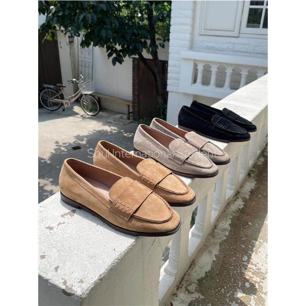 韩国复古猪皮缝线乐福鞋女灰姑娘平底一脚蹬休闲单鞋豆豆鞋,女鞋,乐福鞋（豆豆鞋）,淘宝优惠券,粉丝福利购,淘宝优惠卷