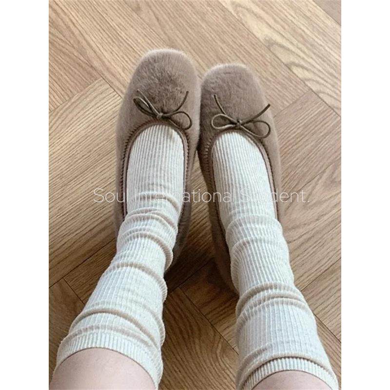 甜美蝴蝶结加绒玛丽珍鞋女灰姑娘平底一脚蹬芭蕾舞鞋毛毛鞋,女鞋,时尚芭蕾鞋,淘宝优惠券,粉丝福利购,淘宝优惠卷