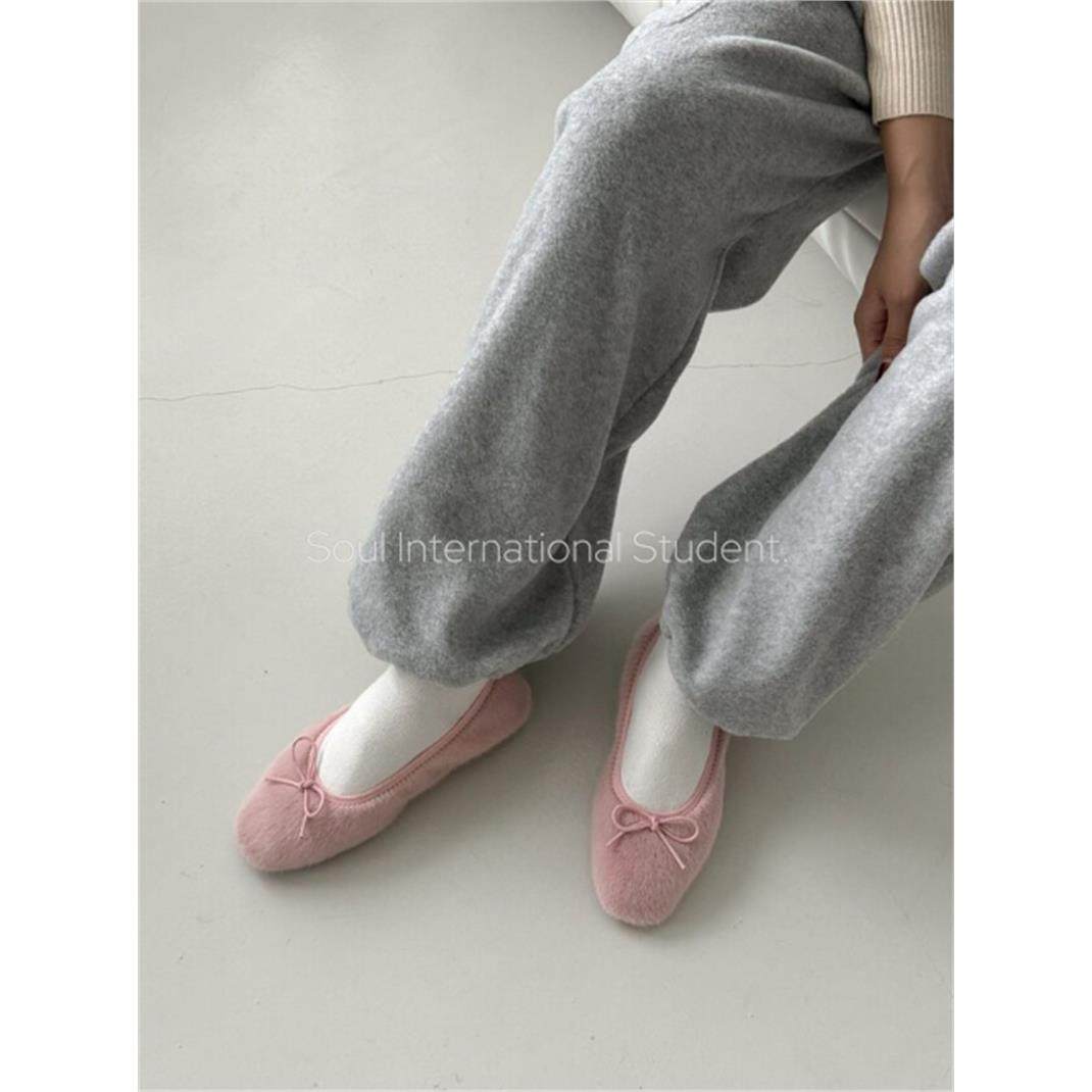 甜美蝴蝶结加绒玛丽珍鞋女灰姑娘平底一脚蹬芭蕾舞鞋毛毛鞋,女鞋,时尚芭蕾鞋,淘宝优惠券,粉丝福利购,淘宝优惠卷