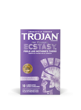 美国制造TROJAN Her ecstasy女士销魂低过敏双重润滑安全套1/10片