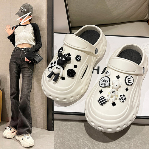 芝麻街洞洞鞋女夏外穿