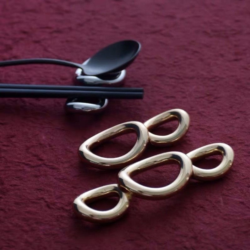 2020环扣 精美金银 双筷子架托不锈钢托筷架勺子公筷架双人支架托