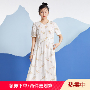 文艺收腰显瘦印花长裙EYXL105 连衣裙女时尚 依伽依佳2021夏季 新款