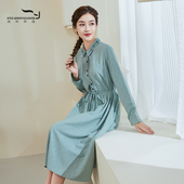 依伽依佳2022秋季 连衣裙女EECL015 百搭显瘦中长款 新款 纯色时尚