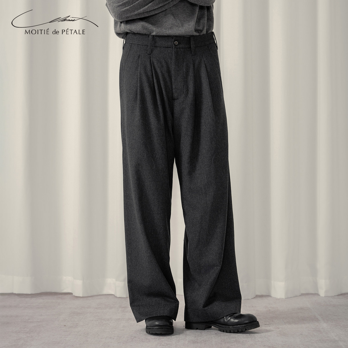 半片花瓣 英式双褶轻薄进口羊毛西裤 休闲复古垂感显瘦春夏直筒裤,男装,西裤,淘宝优惠券,粉丝福利购,淘宝优惠卷