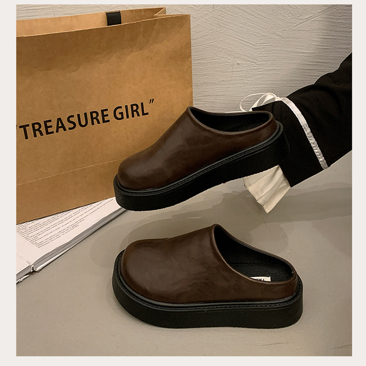 厚底包头防水一脚蹬勃肯半拖女鞋