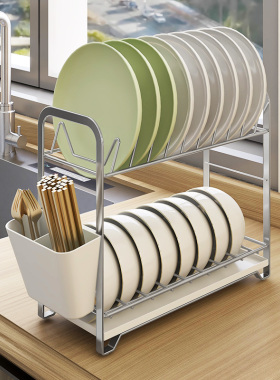 碗碟收纳架不锈钢沥水碗盘架厨房置物架放碗沥碗架碗筷盘子收纳架