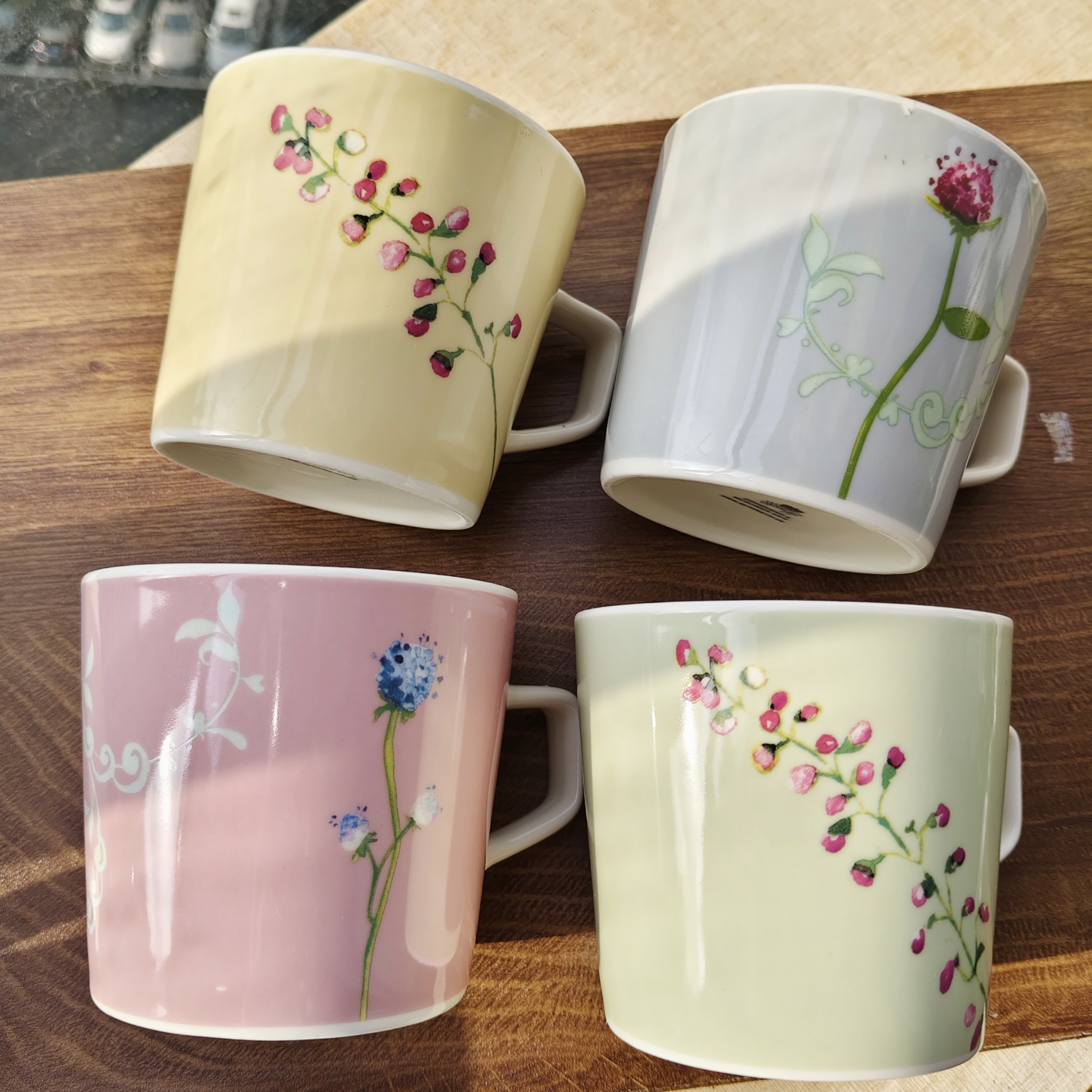 茶花陶瓷杯子小花朵陶瓷马克杯350ml外贸孤品水杯