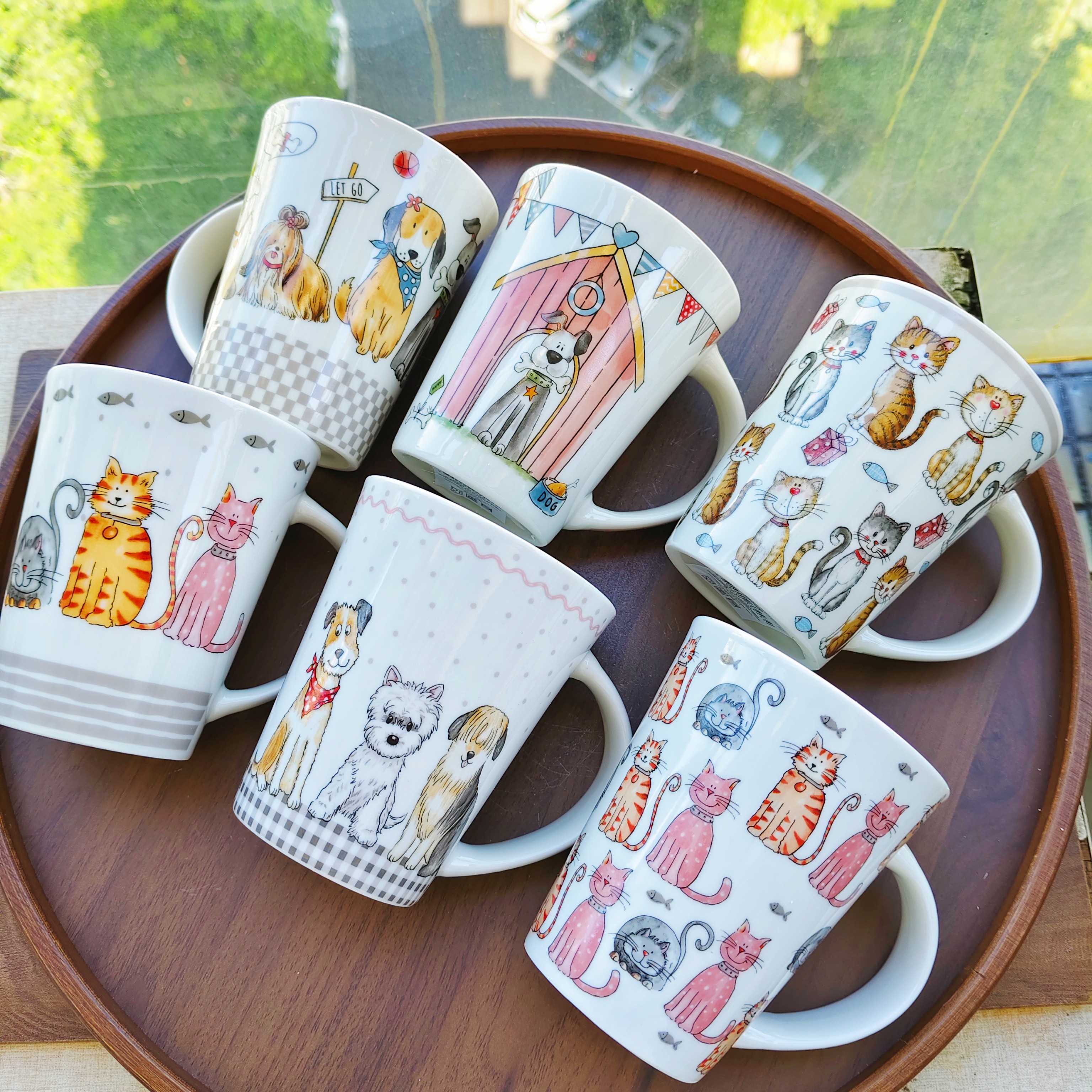 孤品可爱猫咪水杯360ml高温釉下彩陶瓷马克杯猫猫狗狗宠物杯子