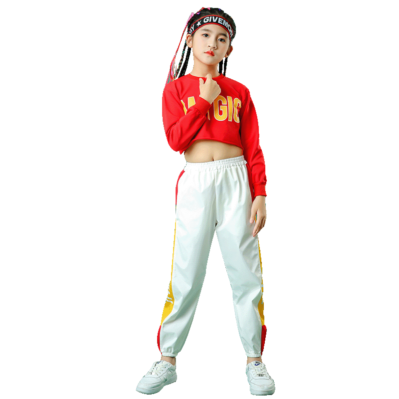 儿童时尚街舞漏脐演出服女童爵士儿童演出服