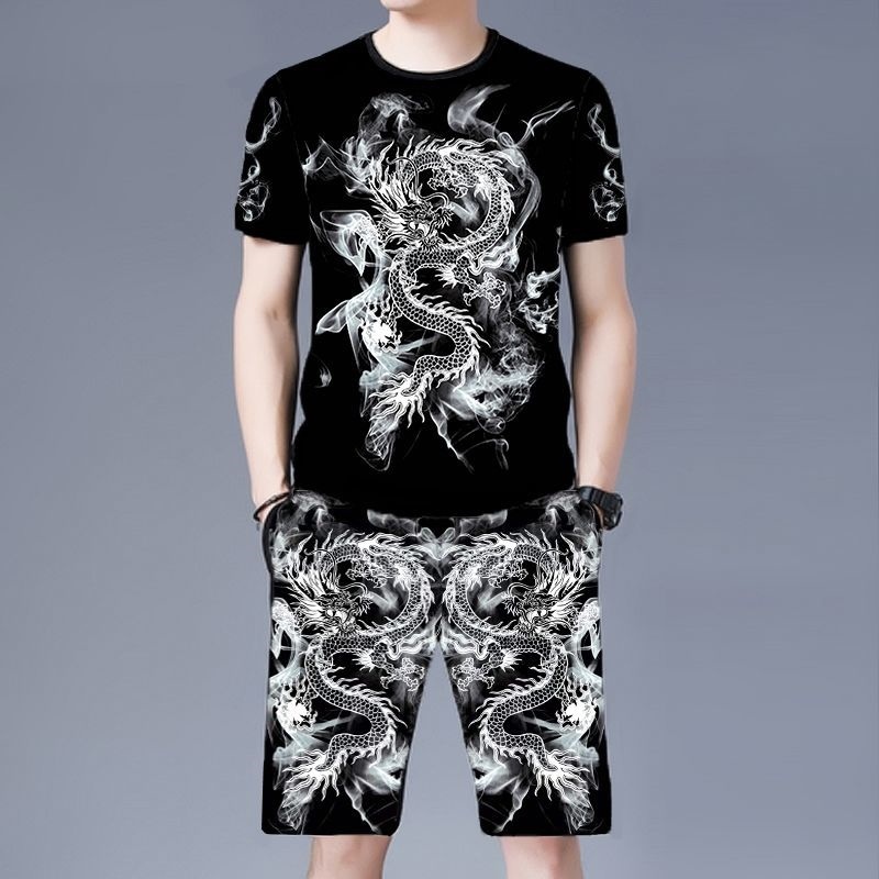 印花短袖短褲套裝短袖t恤