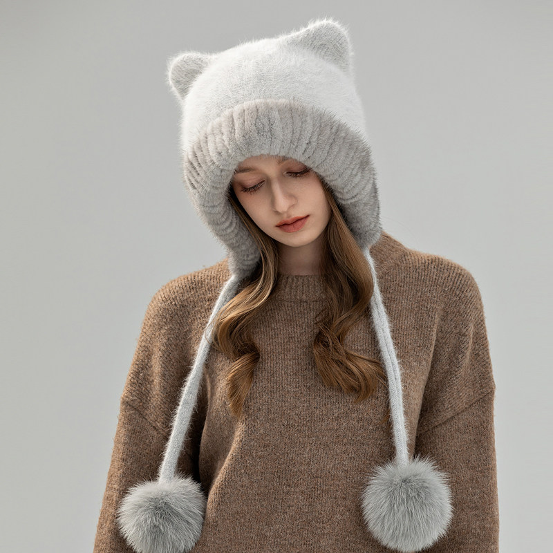 水貂毛兔绒针织帽女冬季韩版可爱保暖护耳狐狸毛球皮草小熊帽加绒,服饰配件/皮带/帽子/围巾,帽子,淘宝优惠券,粉丝福利购,淘宝优惠卷