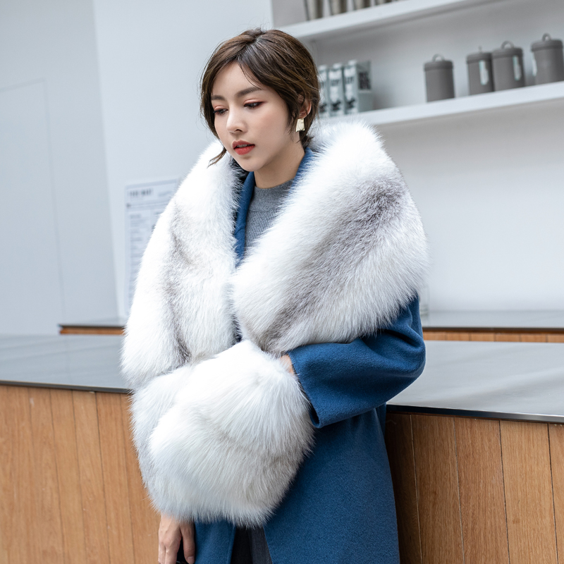 新款狐狸毛大披肩口袋女韩版真皮草围巾整张狐裘皮斗篷新娘结婚