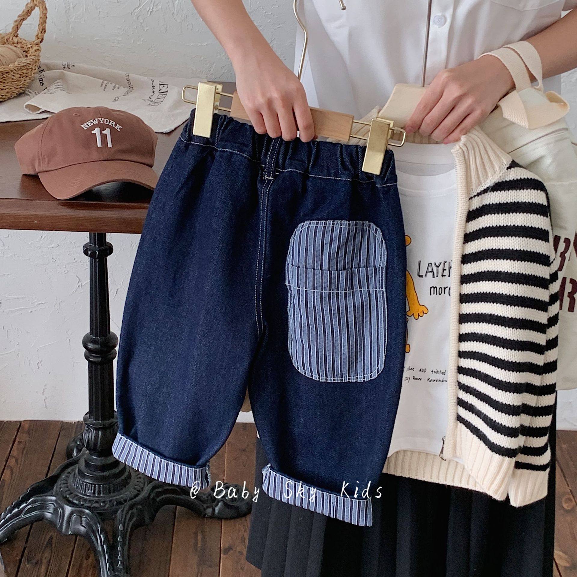 儿童长裤2025秋款男女童韩版条纹贴布百搭休闲牛仔裤潮,童装/婴儿装/亲子装,儿童牛仔裤,淘宝优惠券,粉丝福利购,淘宝优惠卷