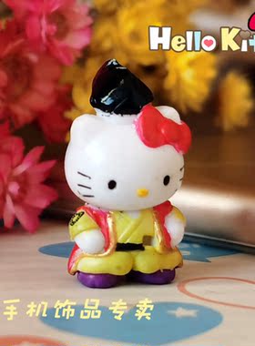 05年㊣日本saniro凯蒂猫手办公仔摆件微型挂件 武士造型瑕疵慎拍