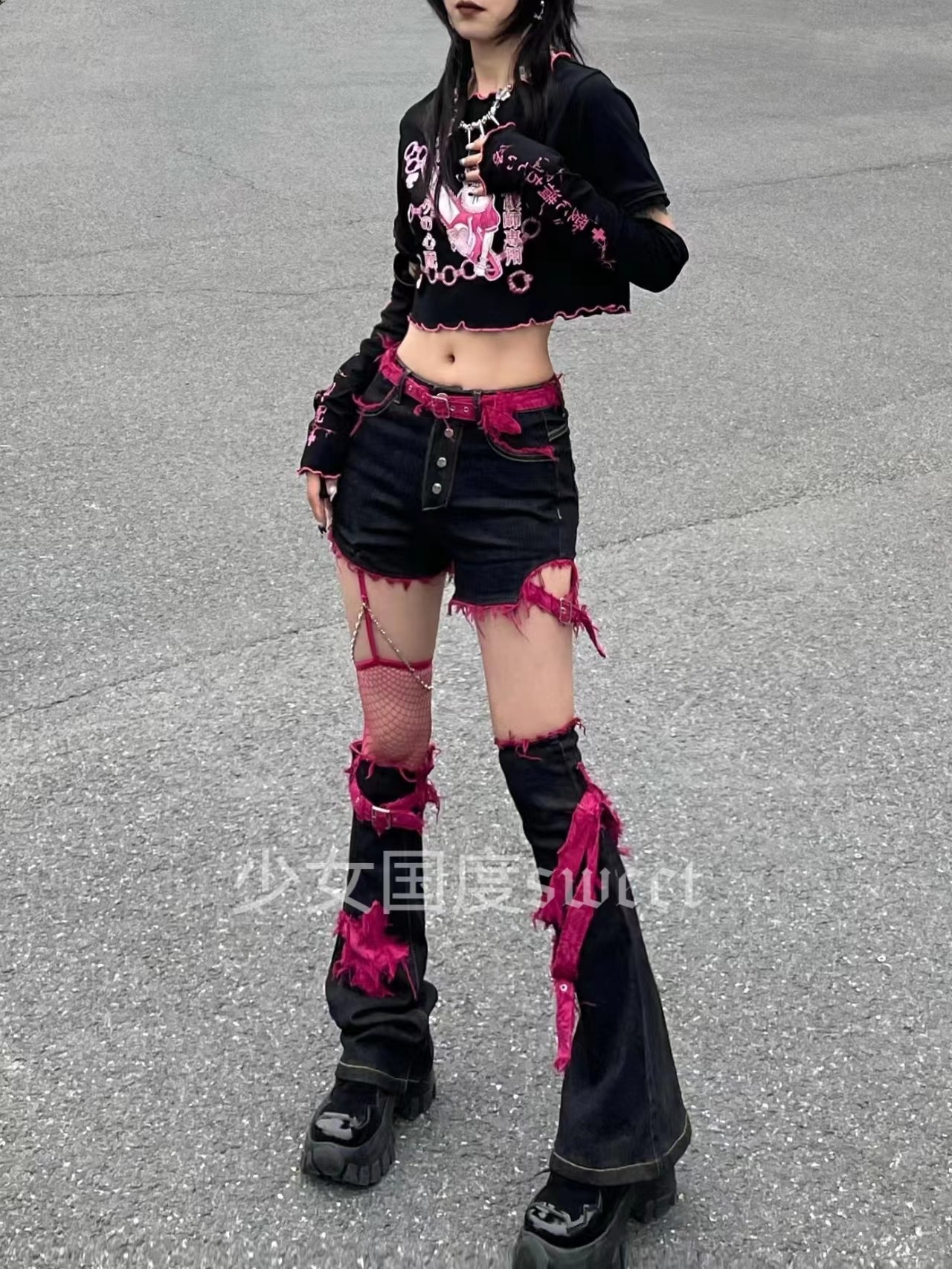 少女国度Y2K辣妹亚文化千禧风显瘦高麻辣非主流可爱性感短裤腿套