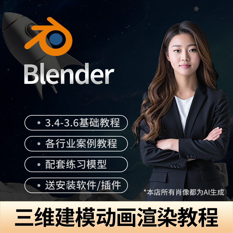 Blender三维动画建模软件零基础快速入门课程全套自学视频教程 商务/设计服务 设计素材/源文件 原图主图