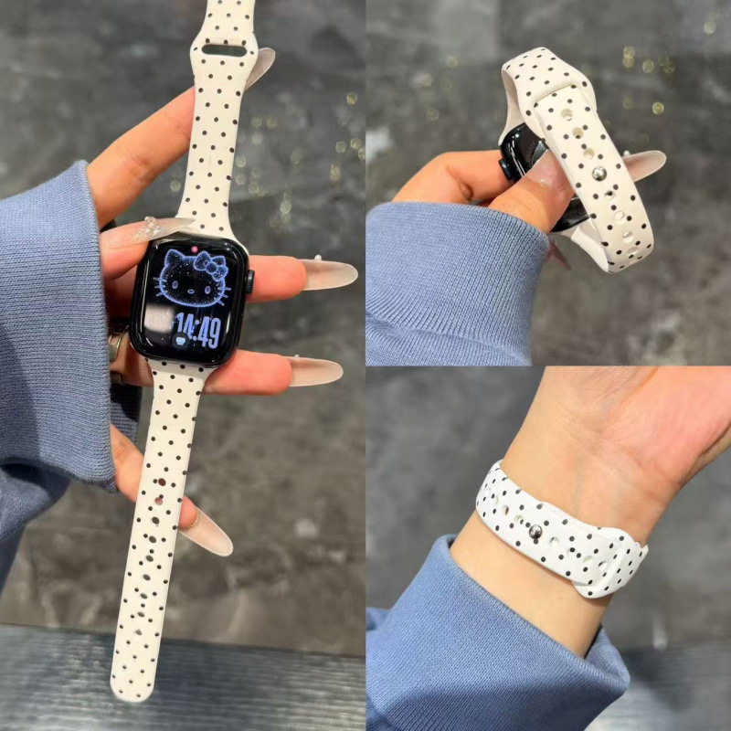 日韩风波点硅胶适用苹果S10手表S11表带iwatch9新款applewatch8SE