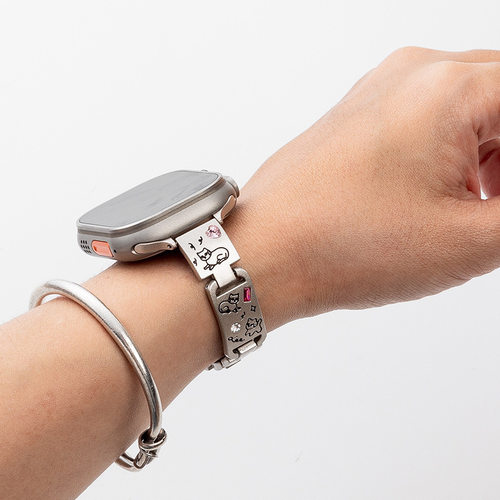 适用于苹果手表applewatch s11表带金属运动爆款可爱猫狗utral23s