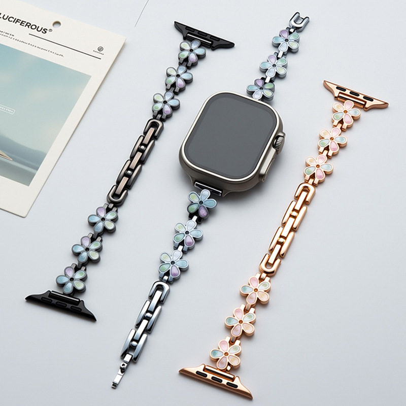 适用华为8/9表带苹果iwatch1-9太阳花瓣金属小米8/9可调节S10手环