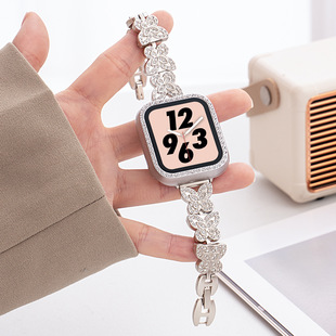 适用苹果SE手表s11表带幻影蝴蝶苹果iwatch789金属小米10手环表带