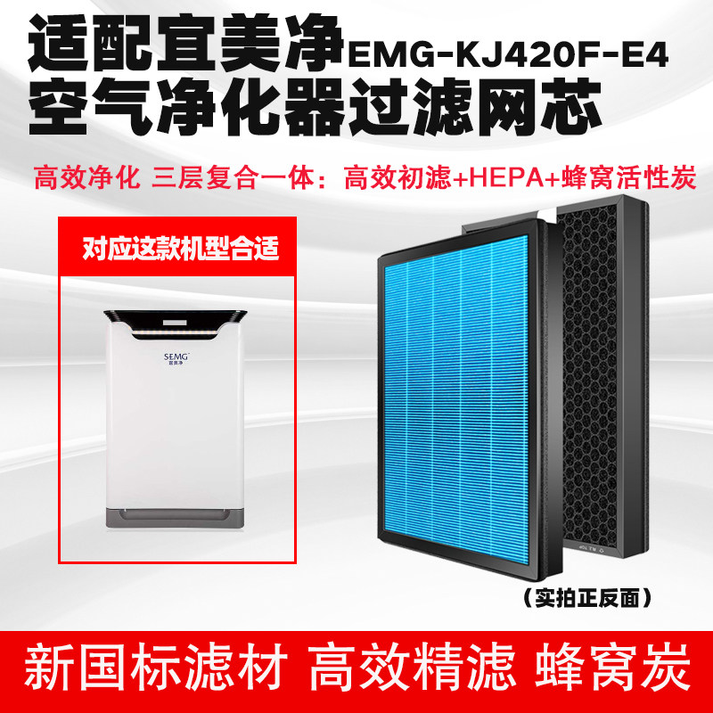 空气净化器滤芯合适通用宜美净EMG-KJ420F-E4/KJ225F-E1复合滤网