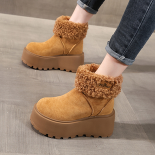 防滑保暖棉鞋 小个子厚底增高9CM加绒雪地靴女2025冬新款 百搭时尚