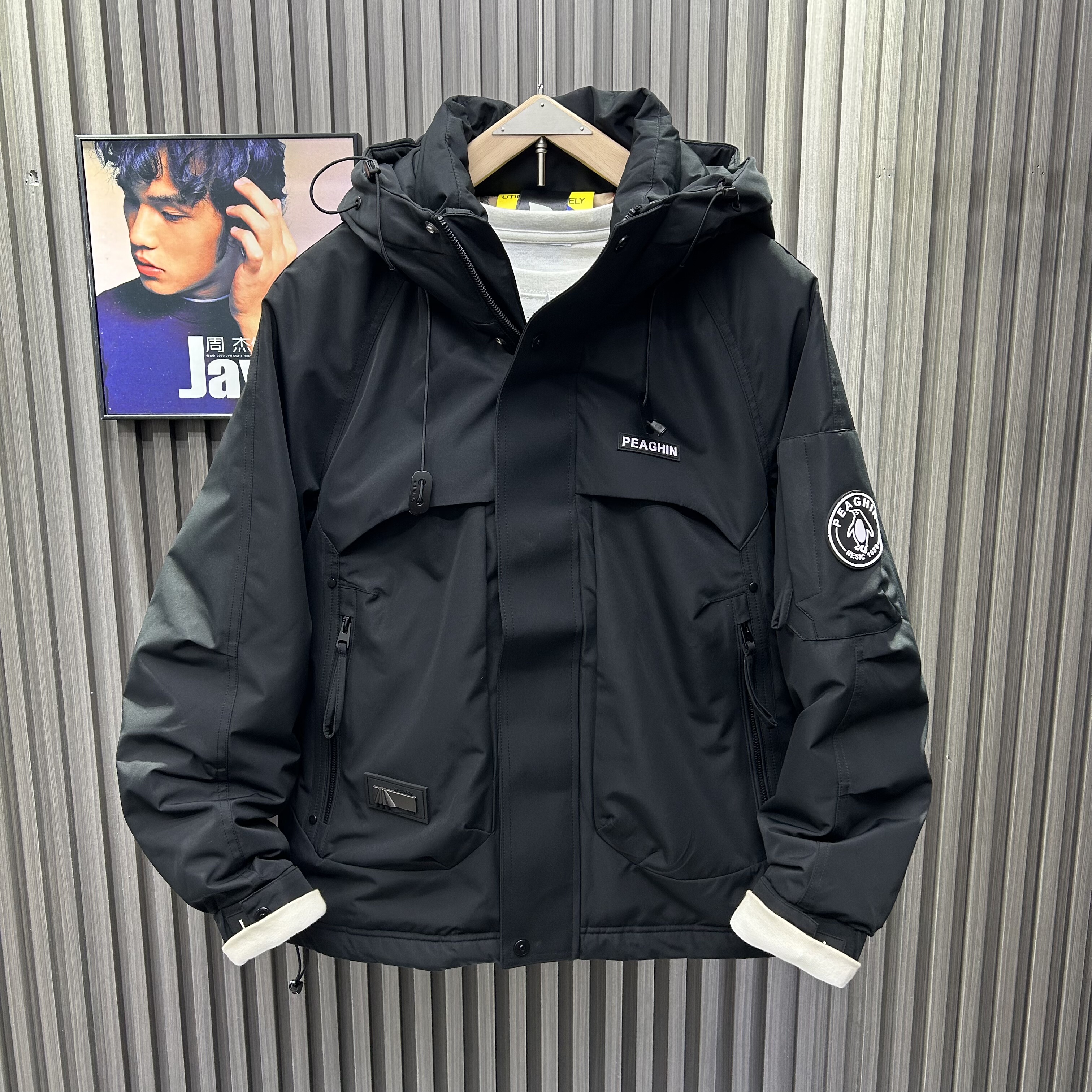 冬季白鸭绒羽绒服户外工装休闲百搭连帽外套防风保暖冲锋衣男士潮