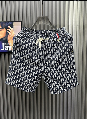 D家夏季新款欧货短裤网红同款字母印花整体剪裁透气五分裤花裤衩