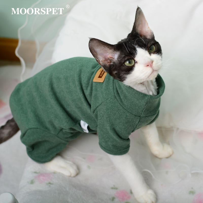 宠物猫衣服防掉毛连体款薄春秋四脚打底衫居家睡衣德文无毛猫衣服