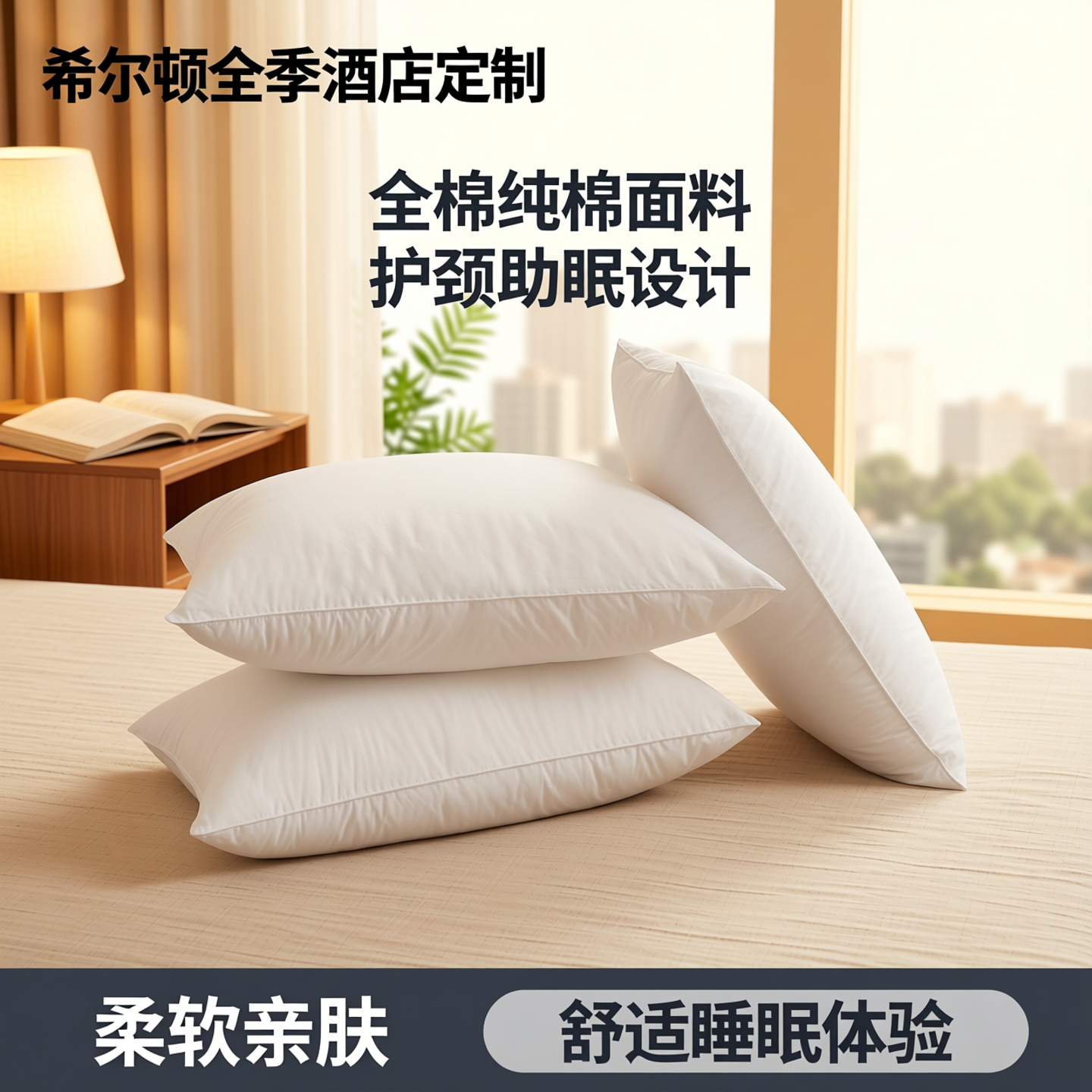 希尔顿酒店纯棉羽丝绒助眠睡觉舒服一体枕头偏硬不变形不塌陷枕芯